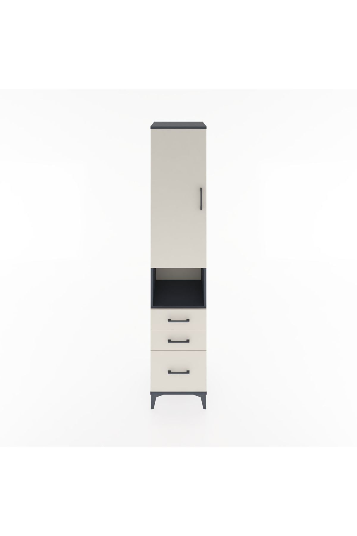 Hyperion Dolap 3 Raflı 3 Çekmeceli Tek Askılı 44x44x221 Antrasit-Aytaşı