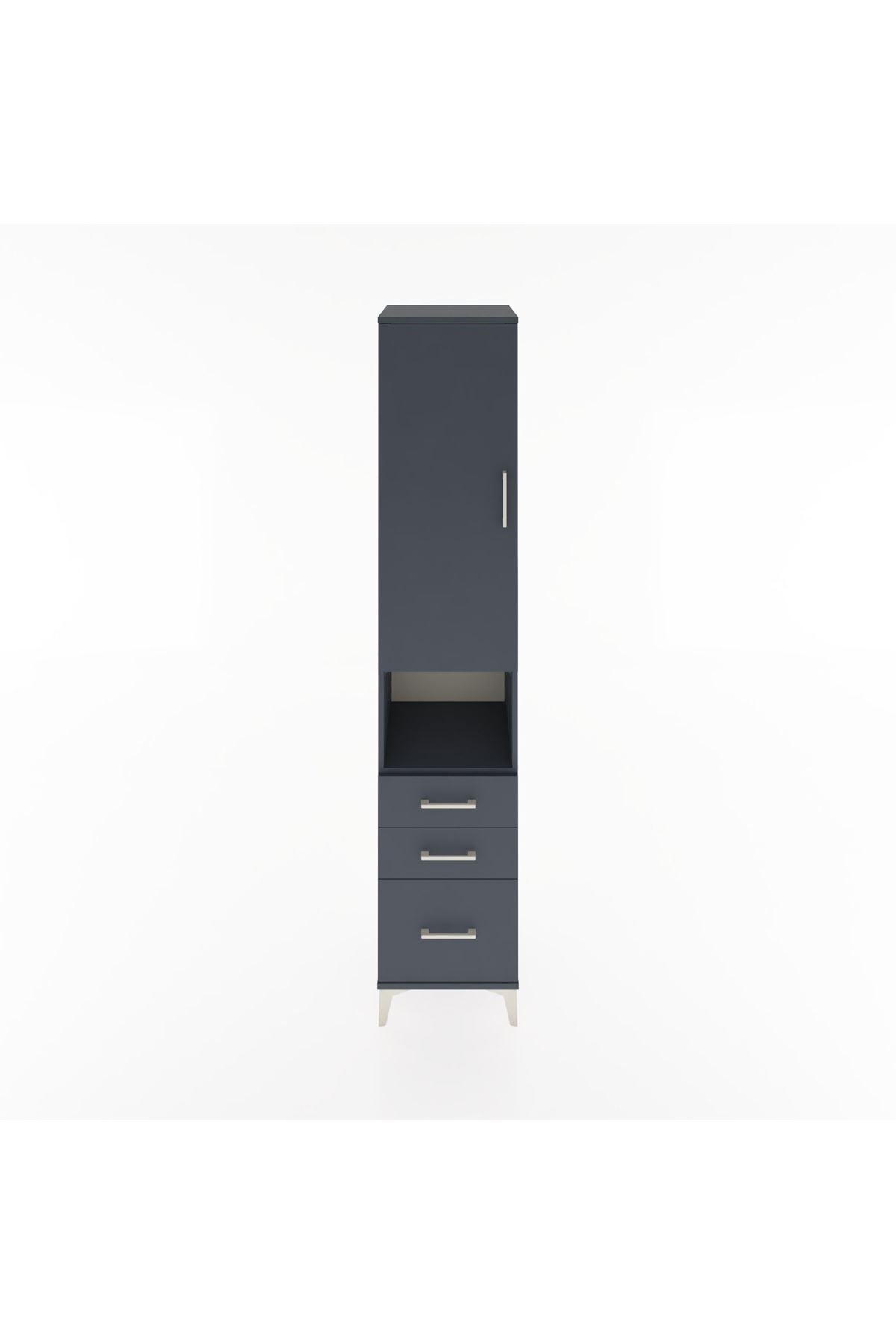 Hyperion Dolap 3 Raflı 3 Çekmeceli Tek Askılı 44x44x221 Antrasit-Antrasit