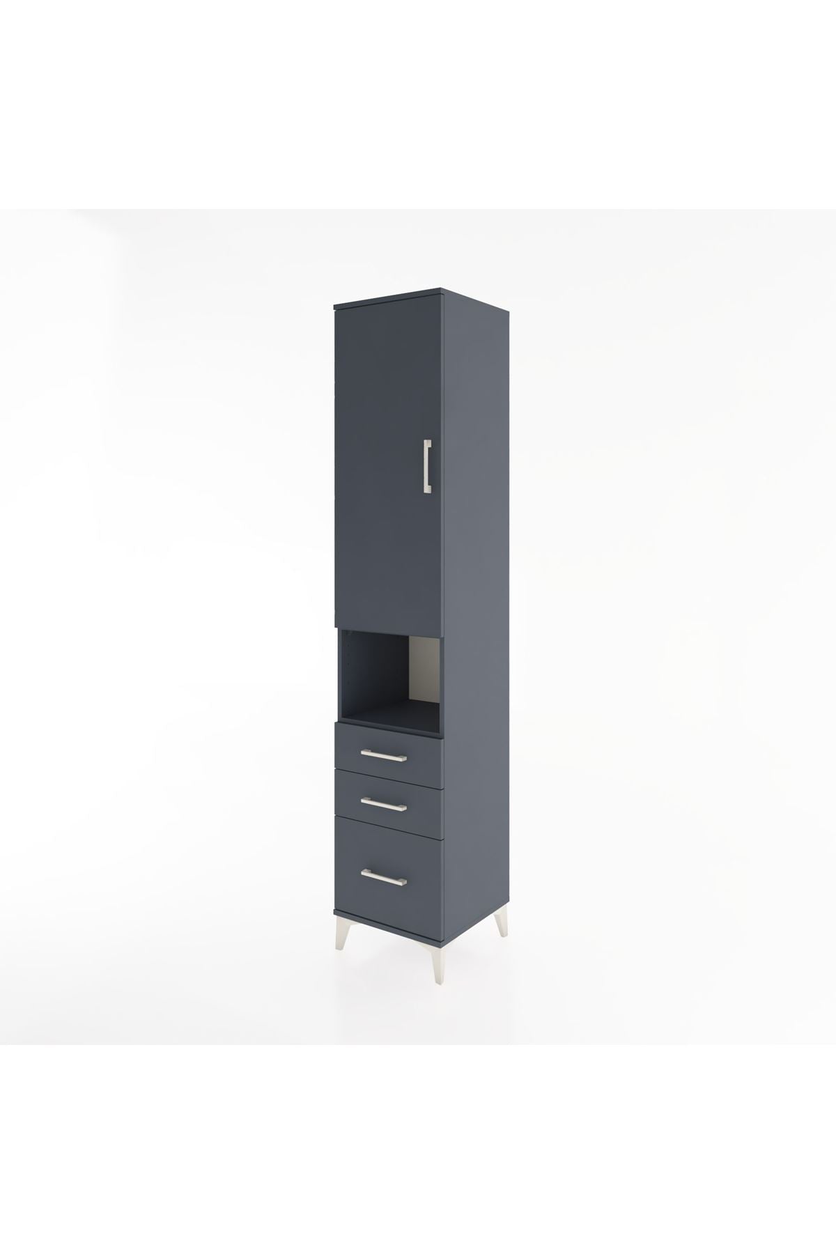 Hyperion Dolap 3 Raflı 3 Çekmeceli Tek Askılı 44x44x221 Antrasit-Antrasit