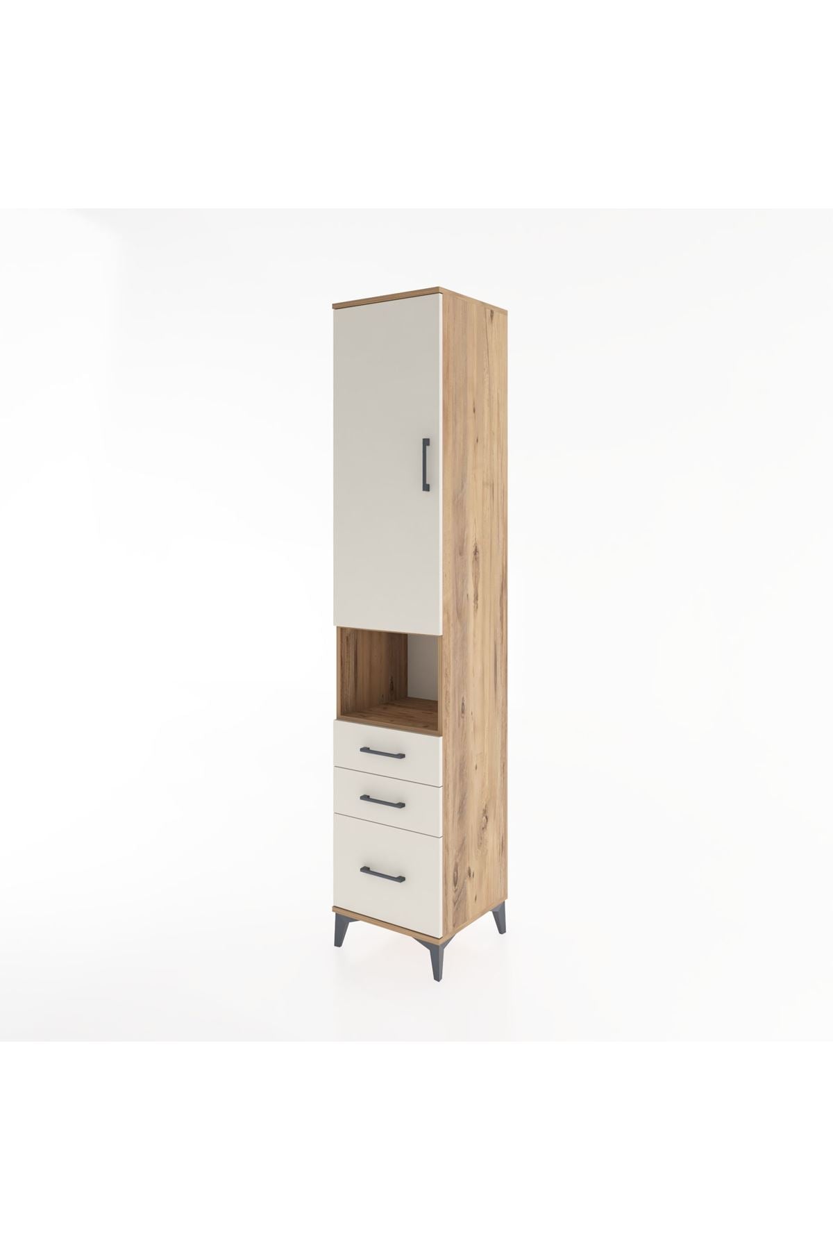 Hyperion Dolap 3 Raflı 3 Çekmeceli Tek Askılı 44x44x221 Çam-Aytaşı