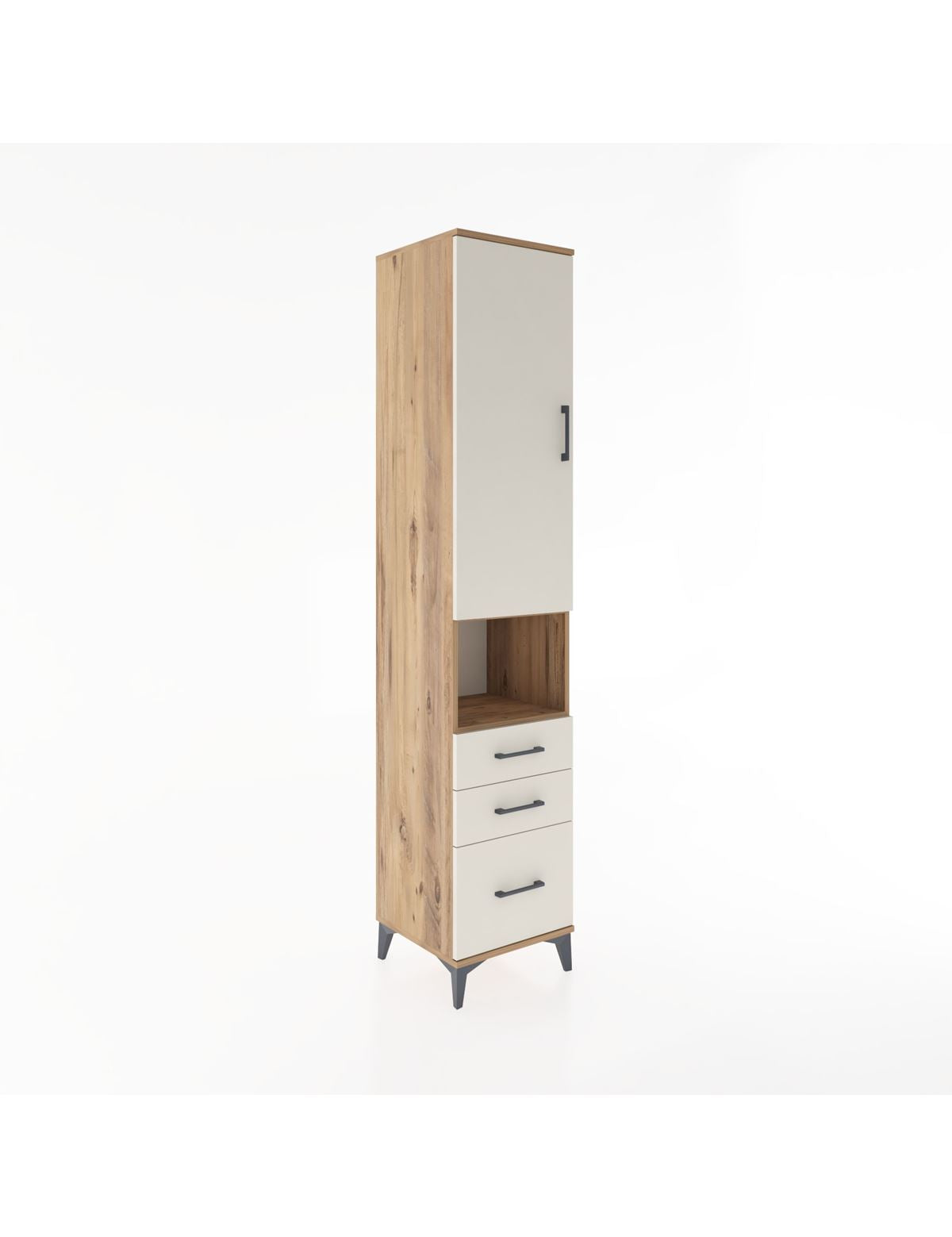 Hyperion Dolap 3 Raflı 3 Çekmeceli Tek Askılı 44x44x221 Çam-Aytaşı