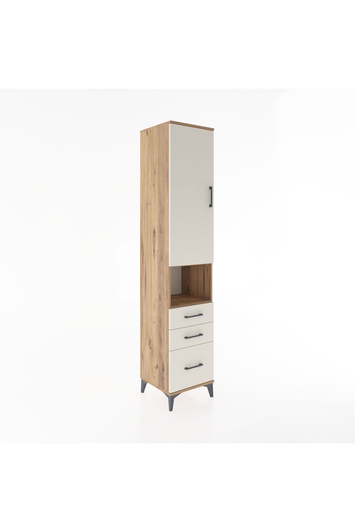 Hyperion Dolap 3 Raflı 3 Çekmeceli Tek Askılı 44x44x221 Çam-Aytaşı