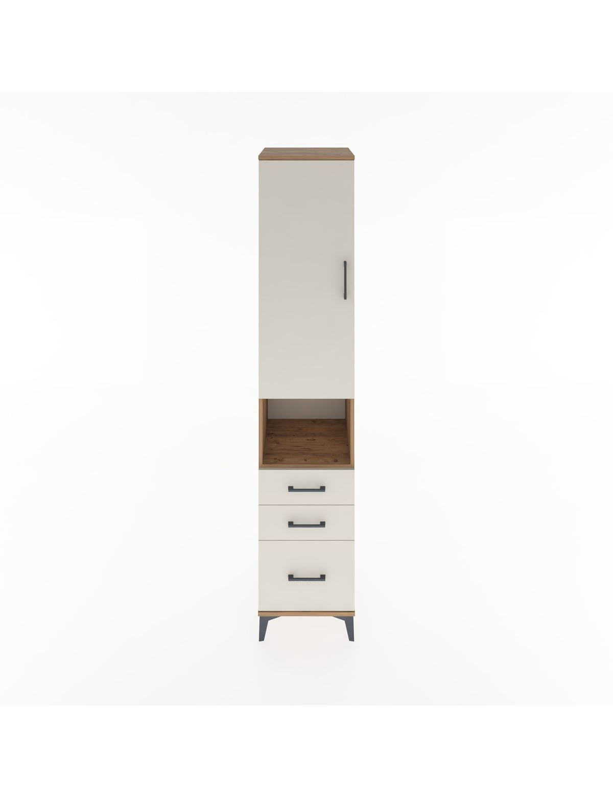 Hyperion Dolap 3 Raflı 3 Çekmeceli Tek Askılı 44x44x221 Çam-Aytaşı