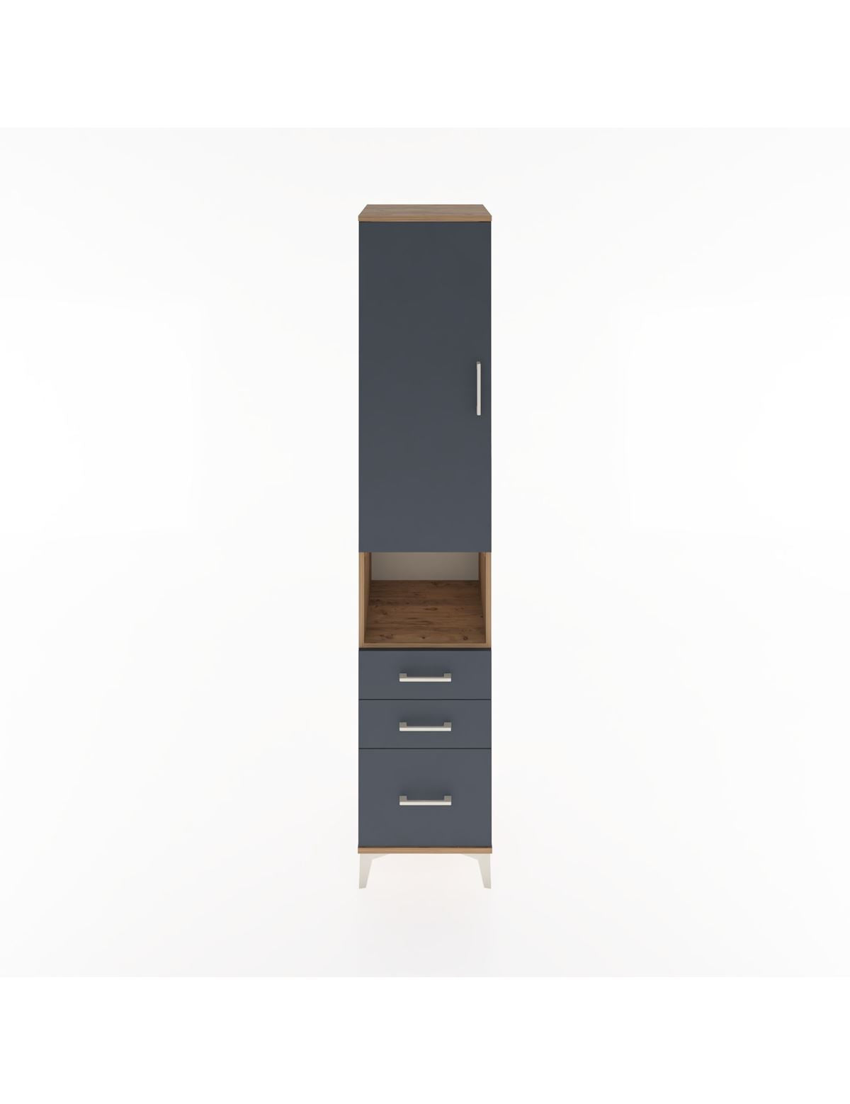 Hyperion Dolap 3 Raflı 3 Çekmeceli Tek Askılı 44x44x221 Çam-Antrasit