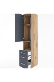 Hyperion Dolap 3 Raflı 3 Çekmeceli Tek Askılı 44x44x221 Çam-Antrasit
