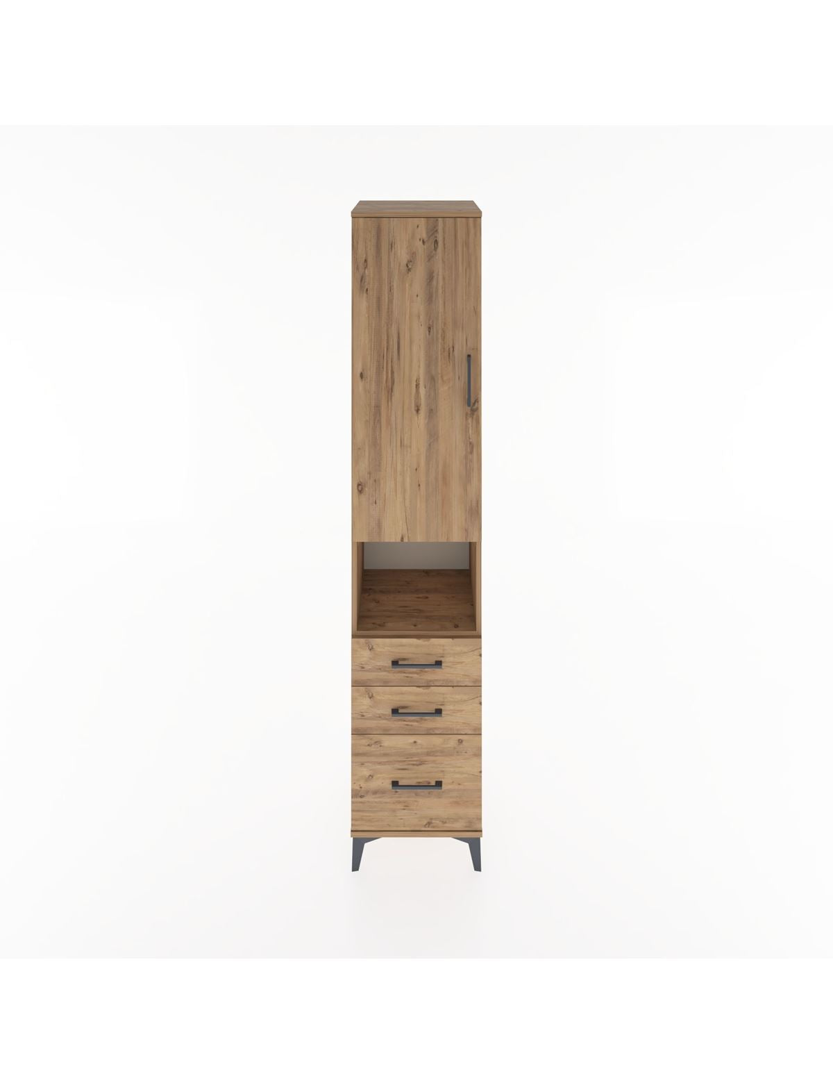 Hyperion Dolap 3 Raflı 3 Çekmeceli Tek Askılı 44x44x221 Çam-Çam