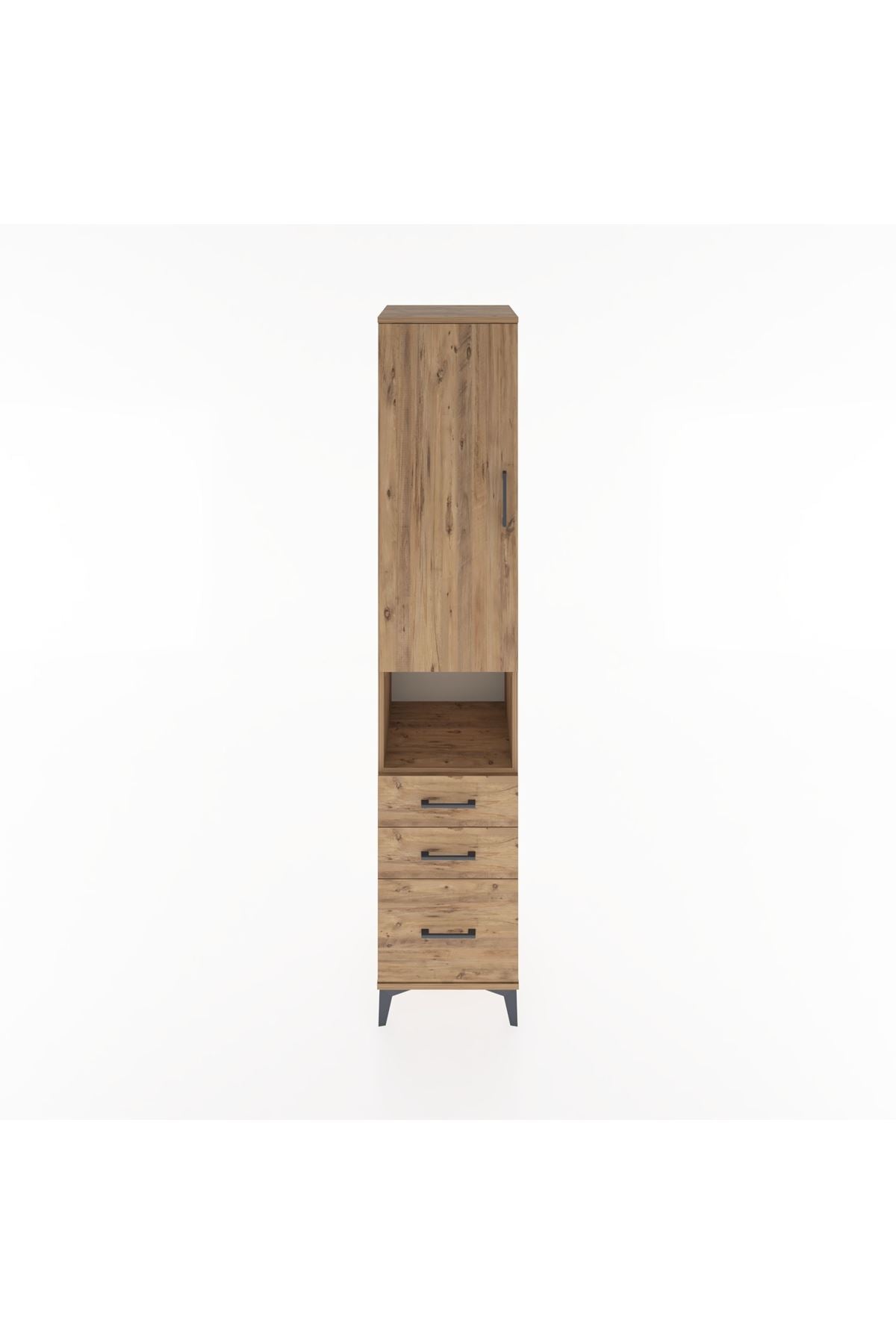 Hyperion Dolap 3 Raflı 3 Çekmeceli Tek Askılı 44x44x221 Çam-Çam