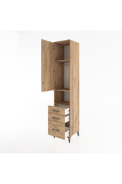 Hyperion Dolap 3 Raflı 3 Çekmeceli Tek Askılı 44x44x221 Çam-Çam