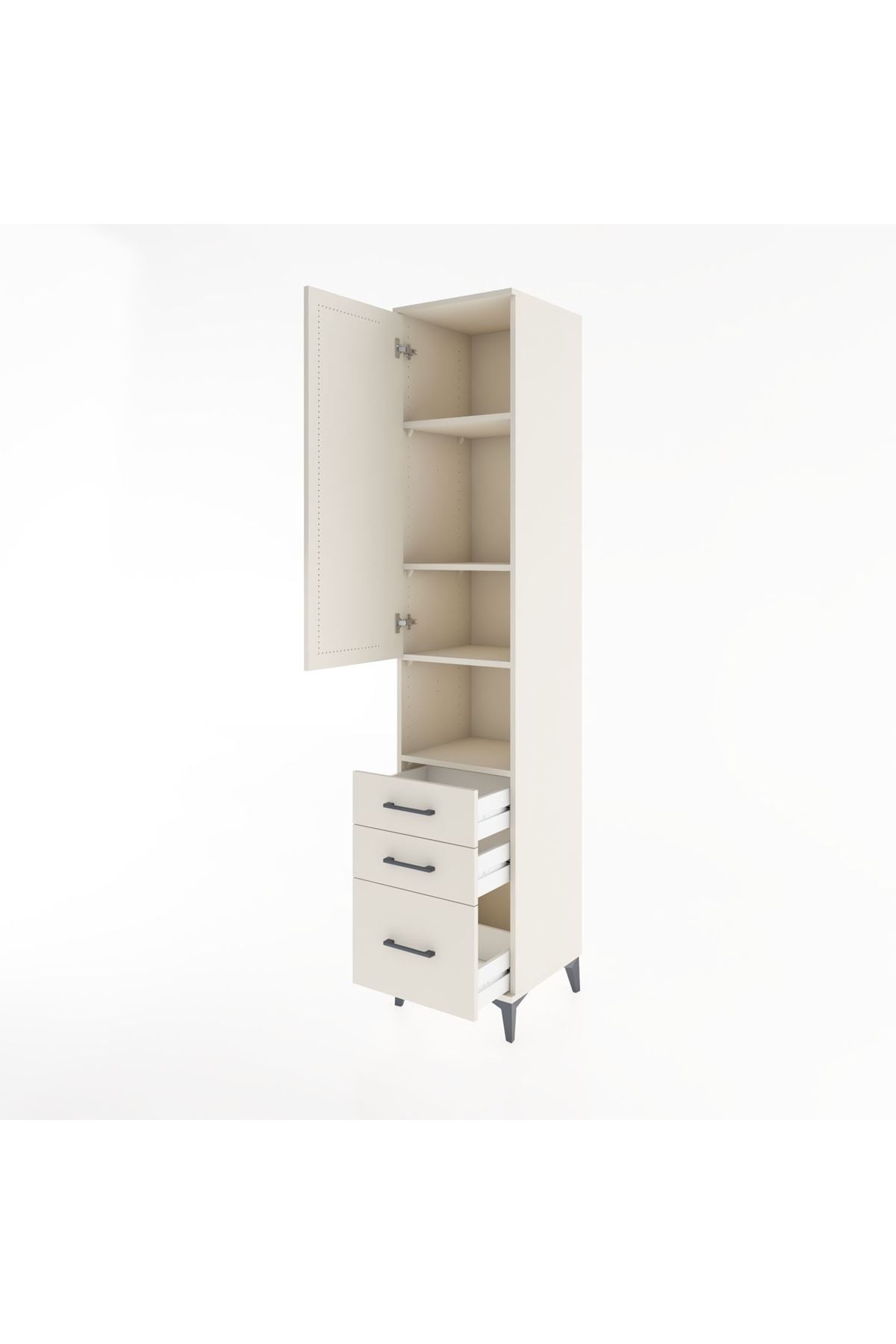 Hyperion Dolap 4 Raflı 3 Çekmeceli Tek Kapaklı 44x44x221 Aytaşı-Aytaşı