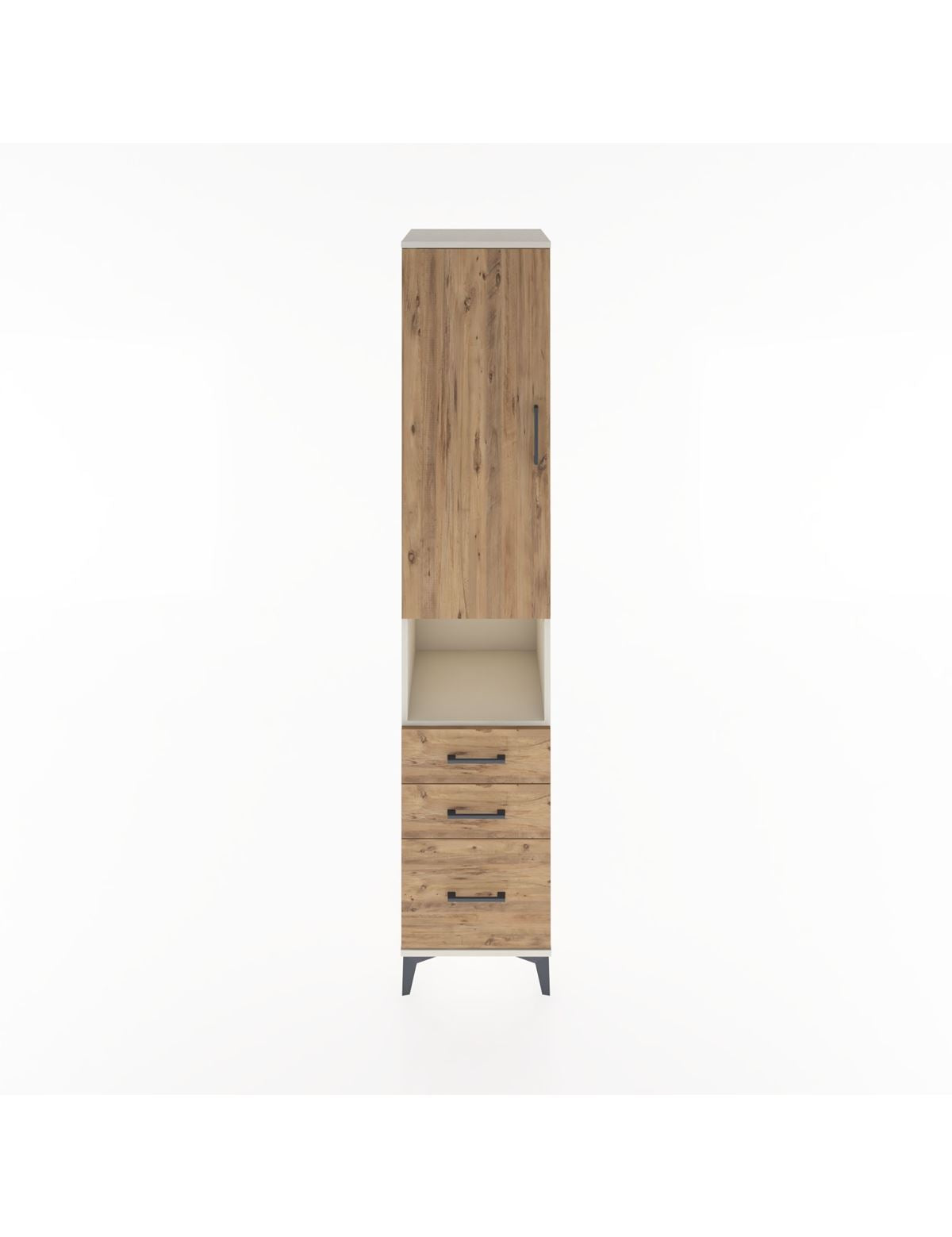 Hyperion Dolap 4 Raflı 3 Çekmeceli Tek Kapaklı 44x44x221 Aytaşı-Çam