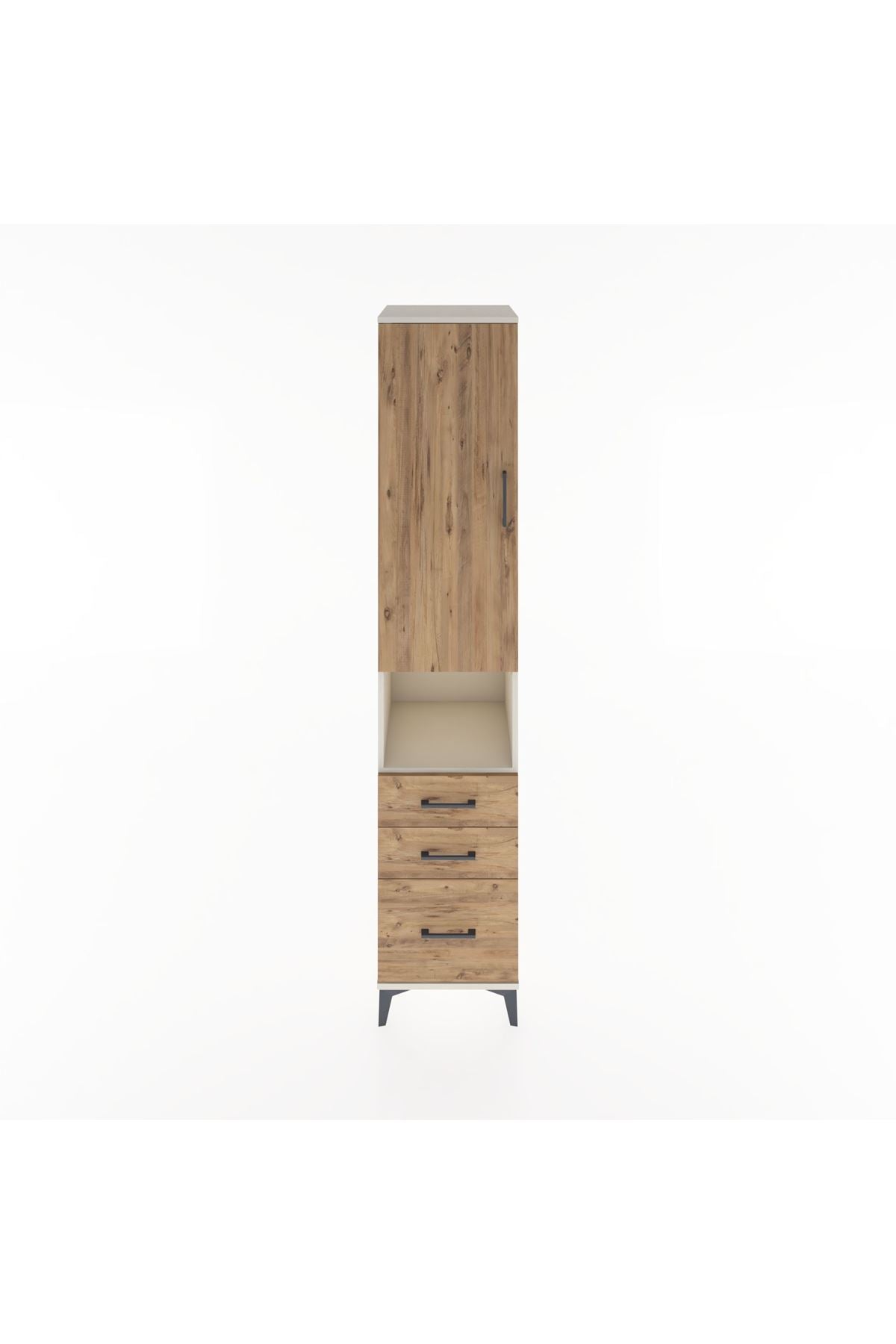 Hyperion Dolap 4 Raflı 3 Çekmeceli Tek Kapaklı 44x44x221 Aytaşı-Çam