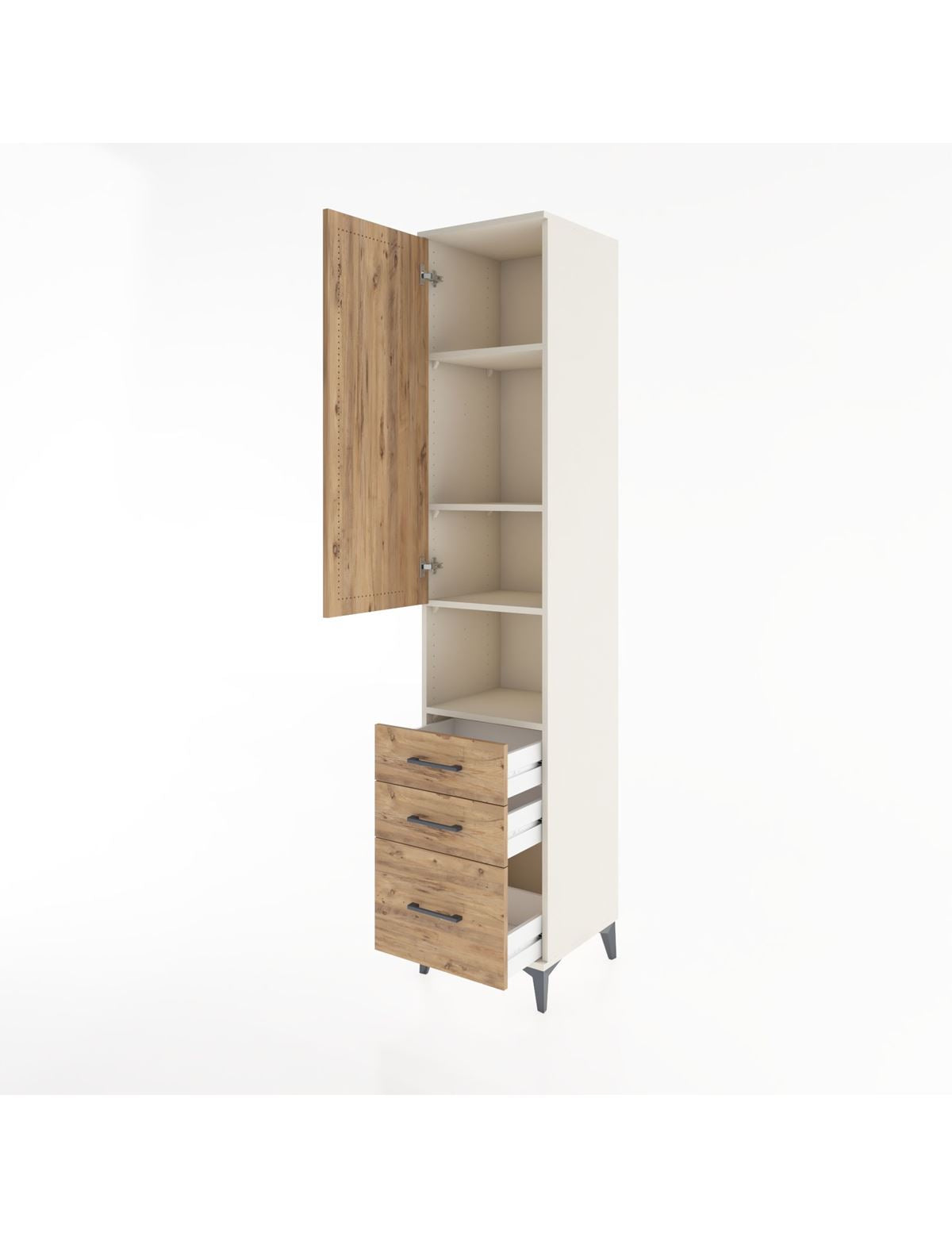 Hyperion Dolap 4 Raflı 3 Çekmeceli Tek Kapaklı 44x44x221 - S61M174V3B