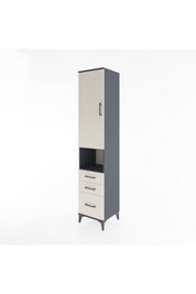 Hyperion Dolap 4 Raflı 3 Çekmeceli Tek Kapaklı 44x44x221 Antrasit-Aytaşı