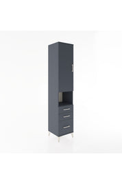 Hyperion Dolap 4 Raflı 3 Çekmeceli Tek Kapaklı 44x44x221 Antrasit-Antrasit