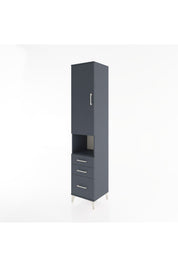 Hyperion Dolap 4 Raflı 3 Çekmeceli Tek Kapaklı 44x44x221 Antrasit-Antrasit