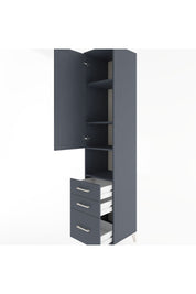 Hyperion Dolap 4 Raflı 3 Çekmeceli Tek Kapaklı 44x44x221 Antrasit-Antrasit