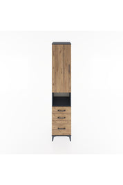 Hyperion Dolap 4 Raflı 3 Çekmeceli Tek Kapaklı 44x44x221 Antrasit-Çam