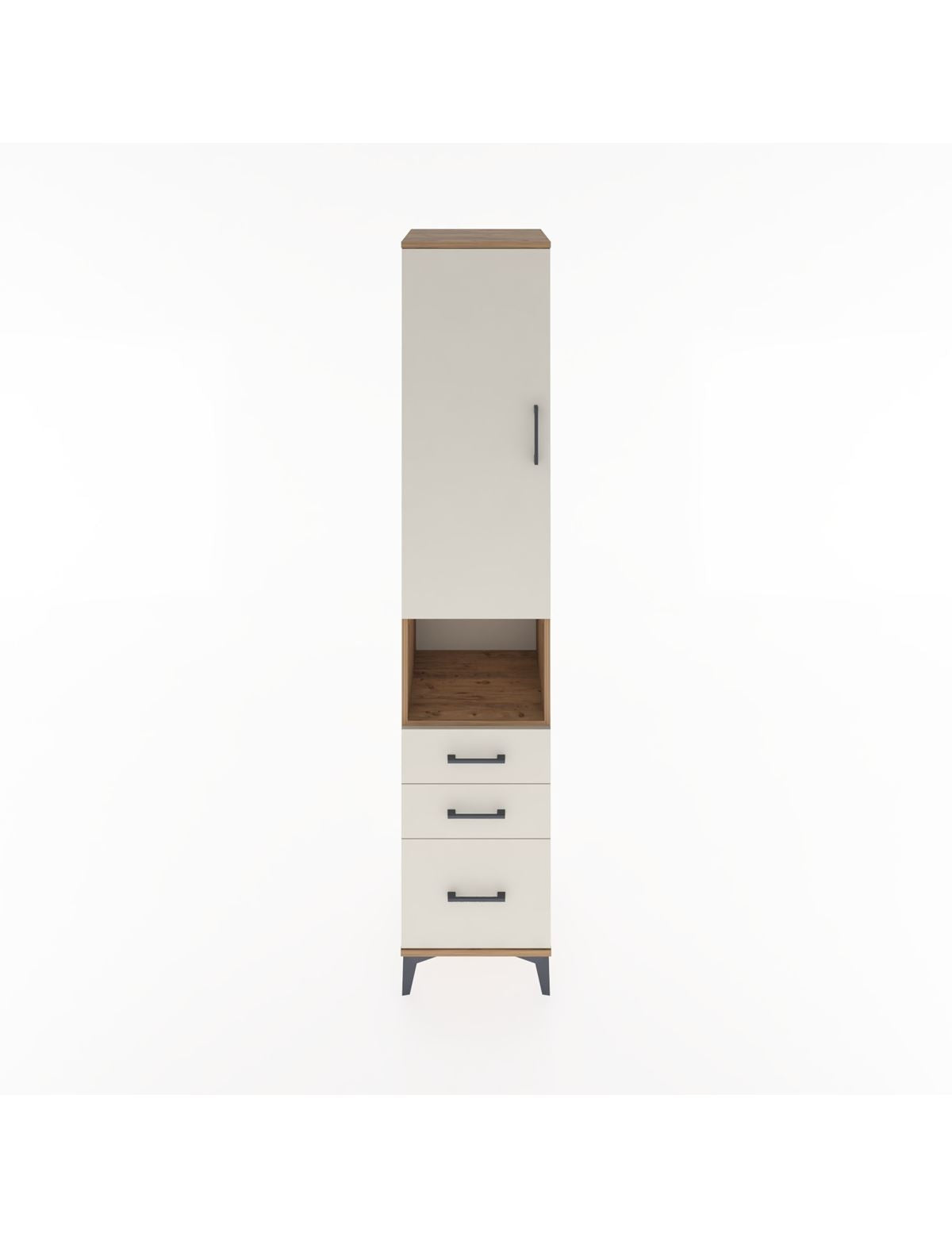 Hyperion Dolap 4 Raflı 3 Çekmeceli Tek Kapaklı 44x44x221 Çam-Aytaşı