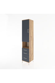 Hyperion Dolap 4 Raflı 3 Çekmeceli Tek Kapaklı 44x44x221 Çam-Antrasit