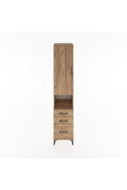 Hyperion Dolap 4 Raflı 3 Çekmeceli Tek Kapaklı 44x44x221 Çam-Çam