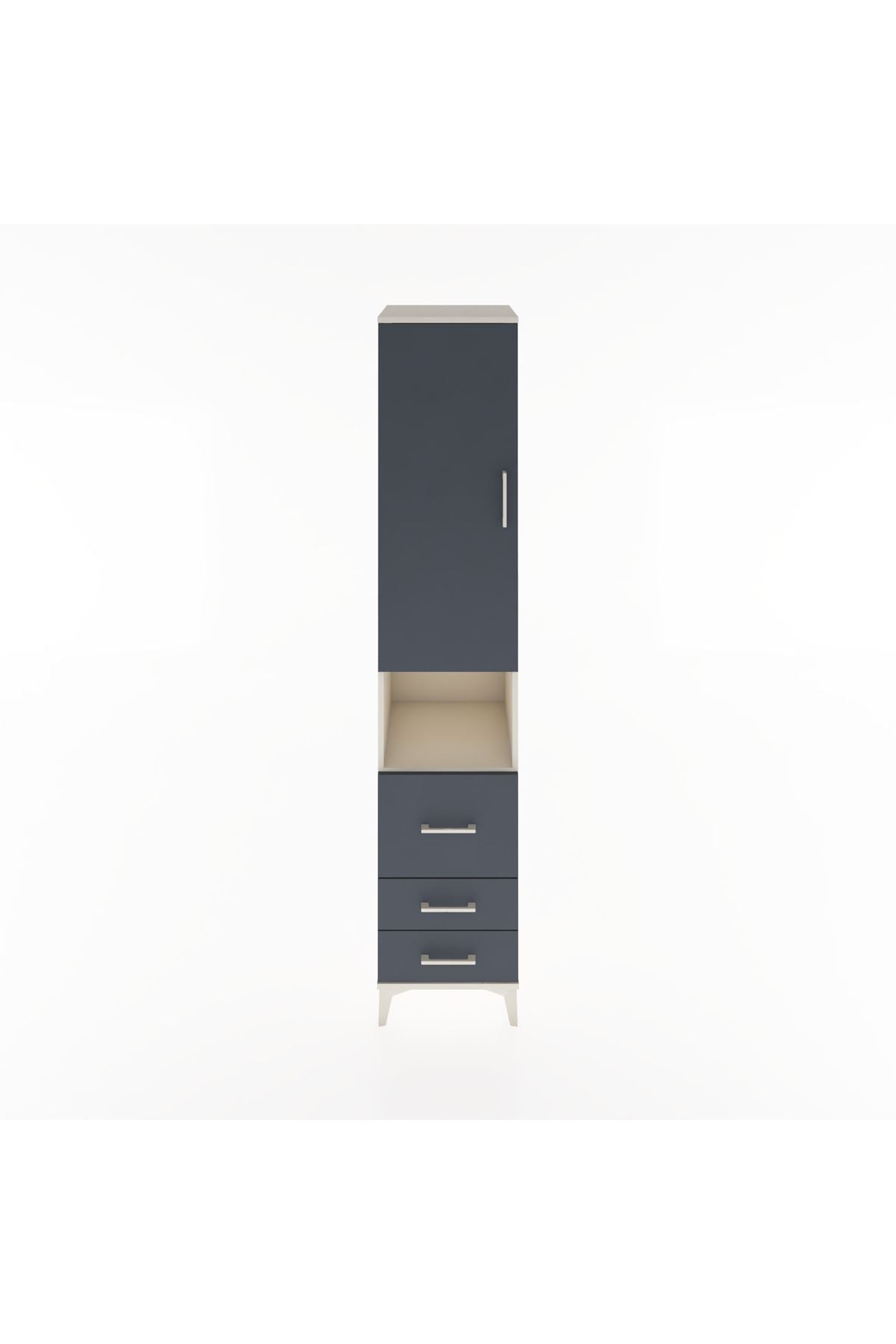 Hyperion Dolap 3 Raflı 3 Çekmeceli Tek Askılı 44x44x221 Aytaşı-Antrasit