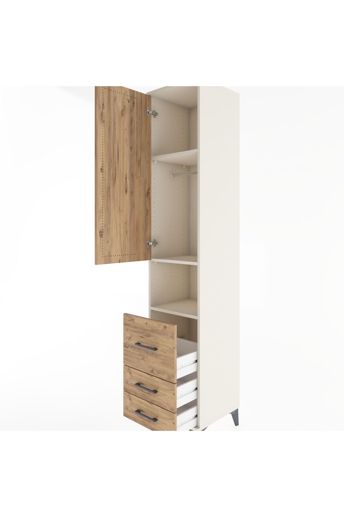 Hyperion Dolap 3 Raflı 3 Çekmeceli Tek Askılı 44x44x221 Aytaşı-Çam