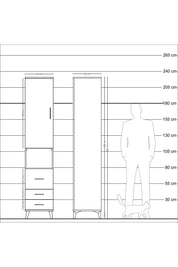Hyperion Dolap 3 Raflı 3 Çekmeceli Tek Askılı 44x44x221 Aytaşı-Çam