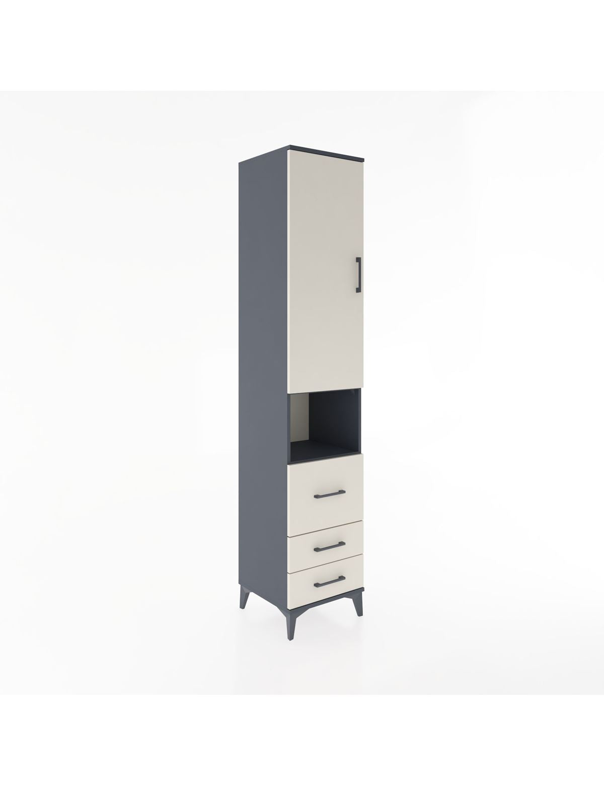 Hyperion Dolap 3 Raflı 3 Çekmeceli Tek Askılı 44x44x221 Antrasit-Aytaşı