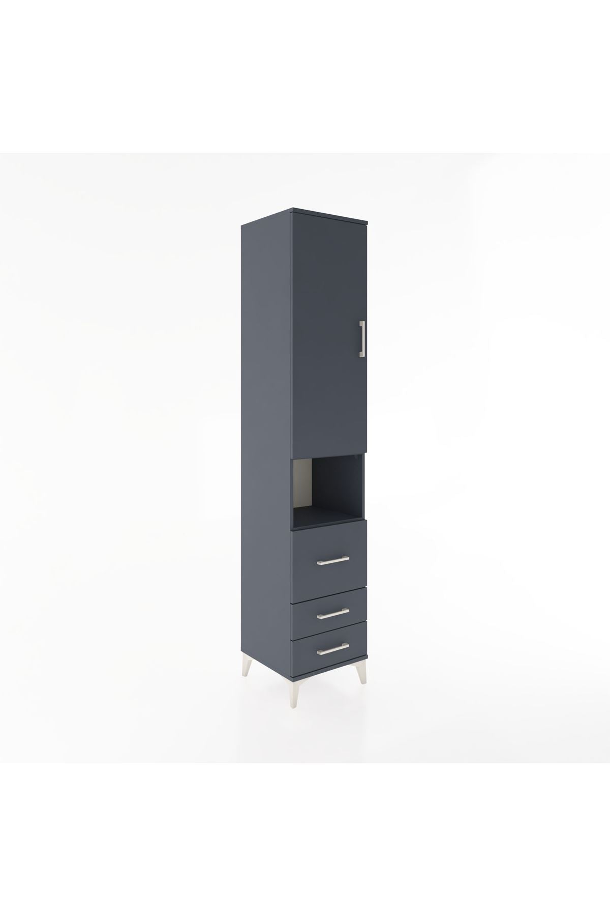 Hyperion Dolap 3 Raflı 3 Çekmeceli Tek Askılı 44x44x221 Antrasit-Antrasit