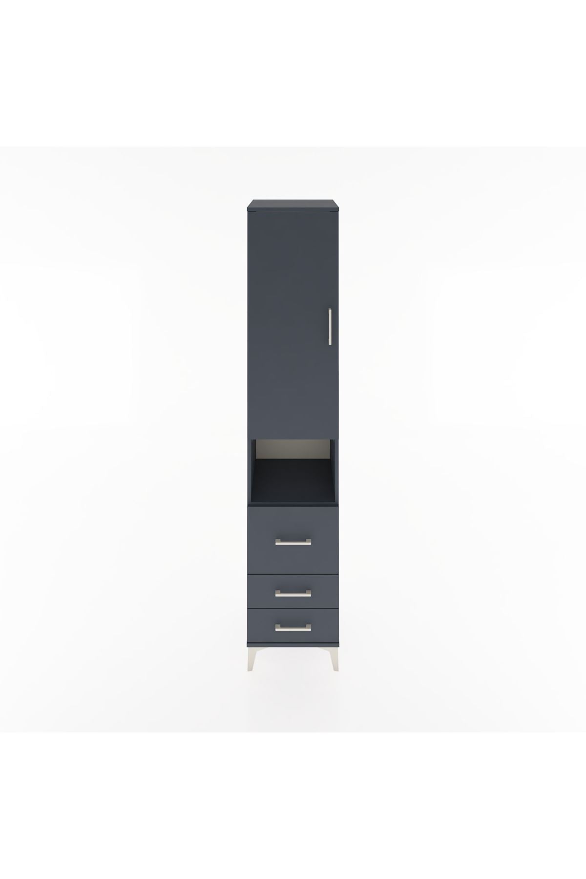 Hyperion Dolap 3 Raflı 3 Çekmeceli Tek Askılı 44x44x221 Antrasit-Antrasit