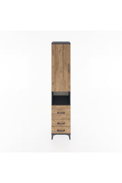 Hyperion Dolap 3 Raflı 3 Çekmeceli Tek Askılı 44x44x221 Antrasit-Çam