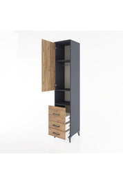 Hyperion Dolap 3 Raflı 3 Çekmeceli Tek Askılı 44x44x221 Antrasit-Çam