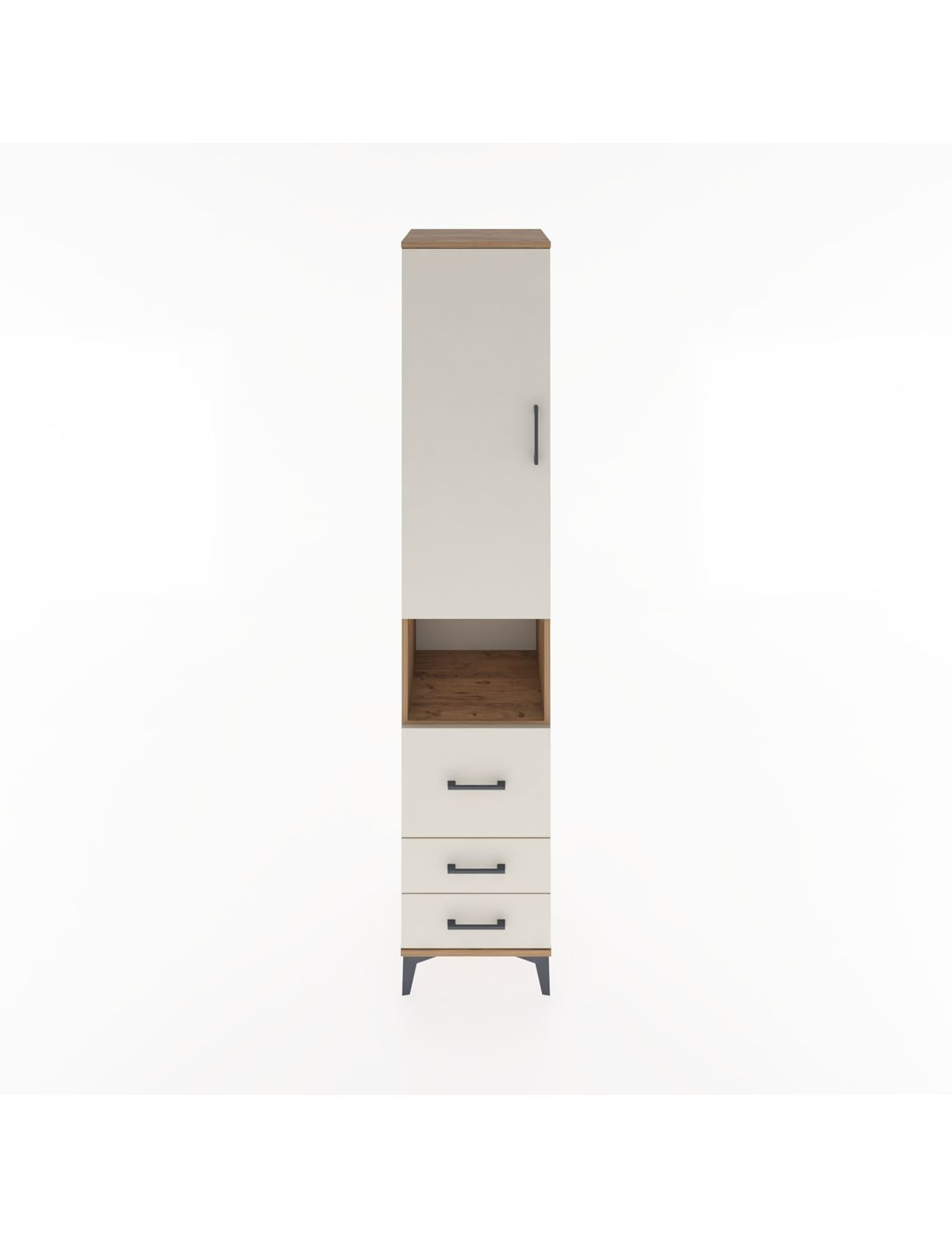 Hyperion Dolap 3 Raflı 3 Çekmeceli Tek Askılı 44x44x221 Çam-Aytaşı