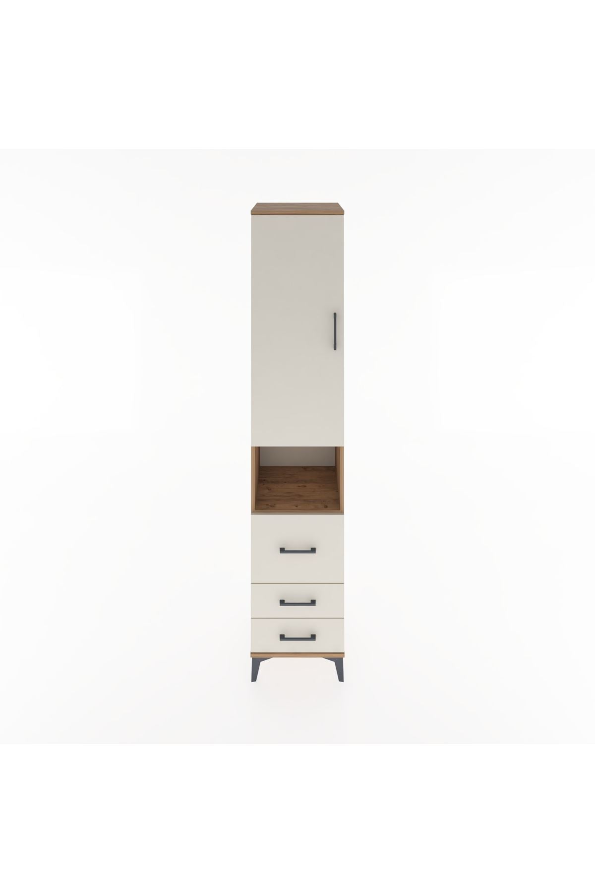 Hyperion Dolap 3 Raflı 3 Çekmeceli Tek Askılı 44x44x221 Çam-Aytaşı