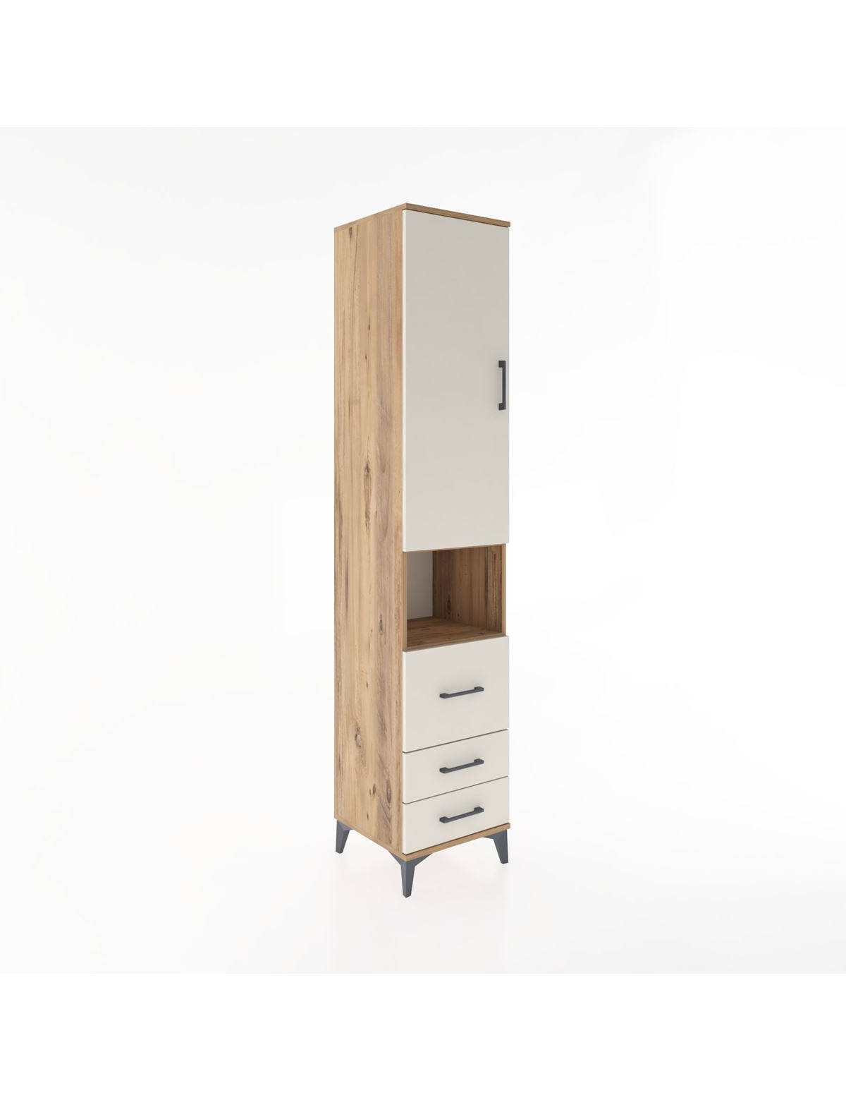 Hyperion Dolap 3 Raflı 3 Çekmeceli Tek Askılı 44x44x221 Çam-Aytaşı