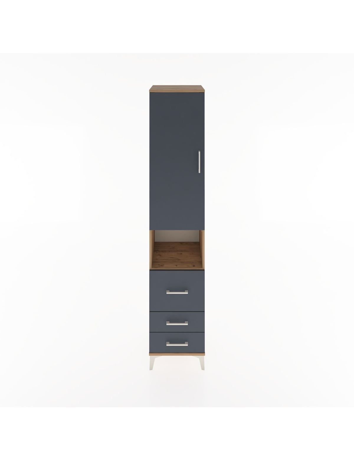 Hyperion Dolap 3 Raflı 3 Çekmeceli Tek Askılı 44x44x221 Çam-Antrasit