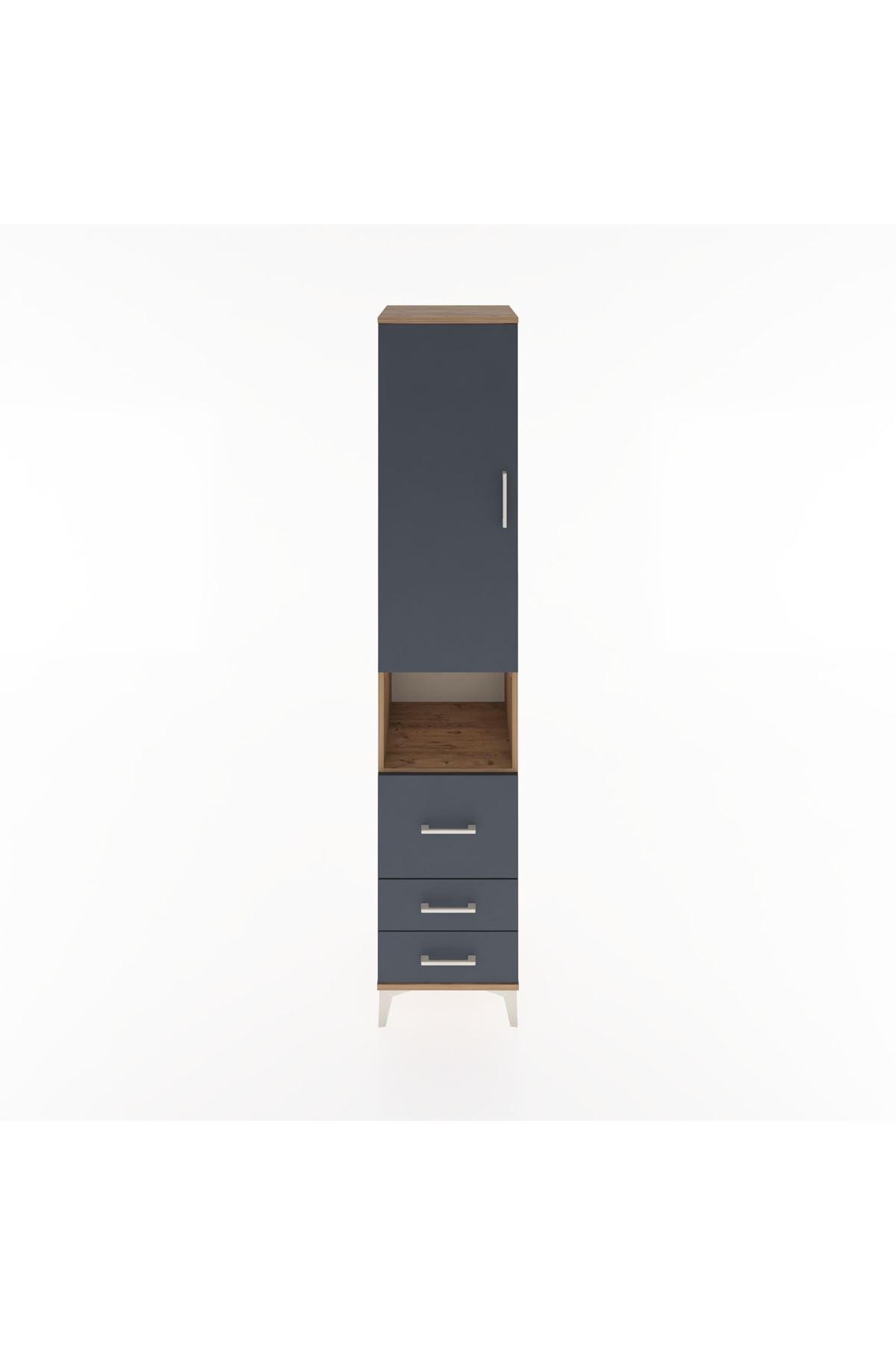 Hyperion Dolap 3 Raflı 3 Çekmeceli Tek Askılı 44x44x221 Çam-Antrasit