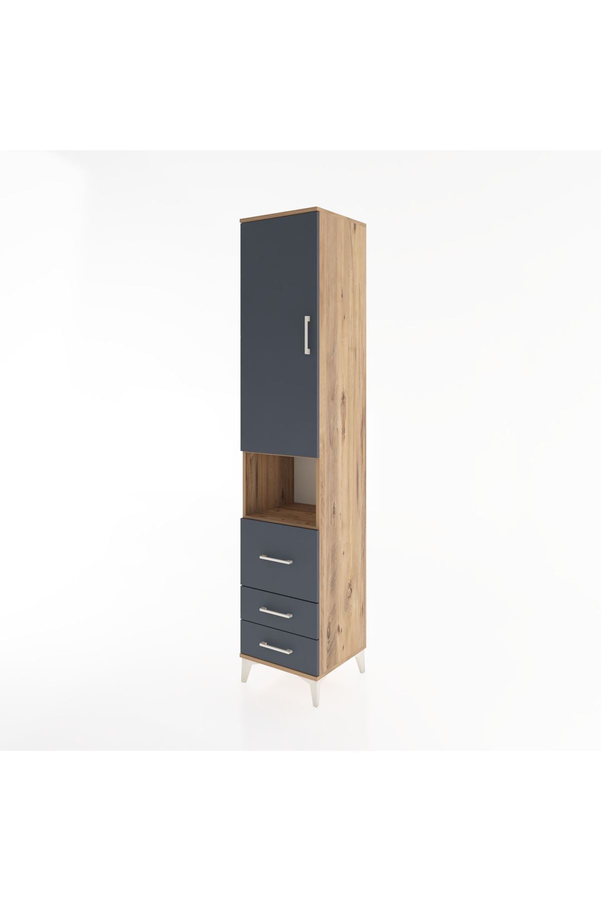 Hyperion Dolap 3 Raflı 3 Çekmeceli Tek Askılı 44x44x221 Çam-Antrasit