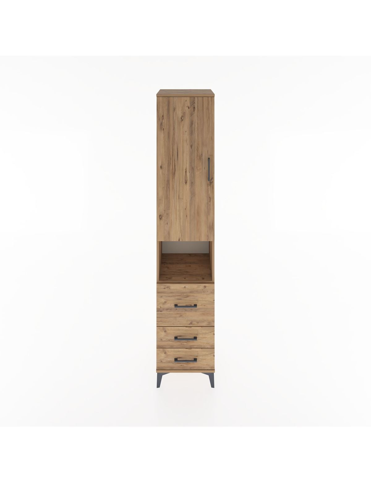 Hyperion Dolap 3 Raflı 3 Çekmeceli Tek Askılı 44x44x221 Çam-Çam