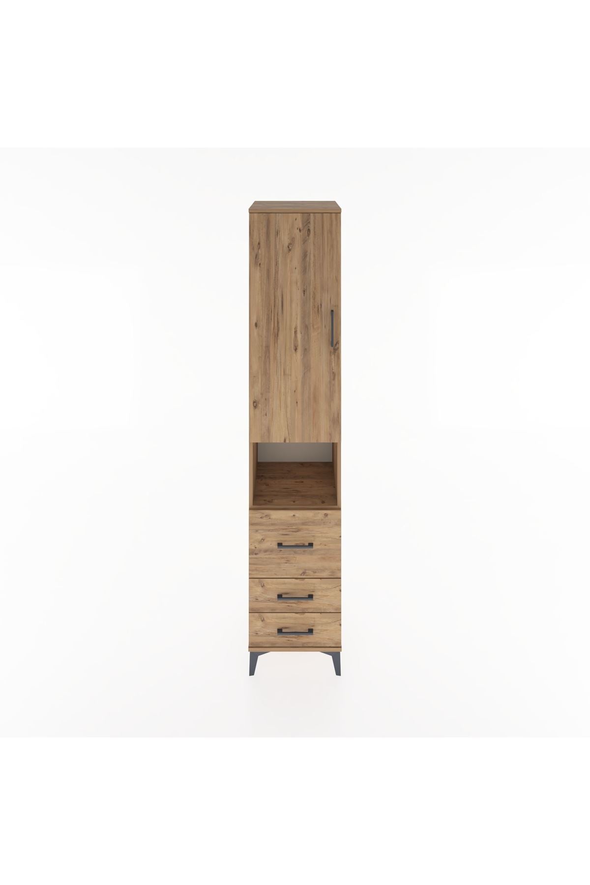 Hyperion Dolap 3 Raflı 3 Çekmeceli Tek Askılı 44x44x221 Çam-Çam