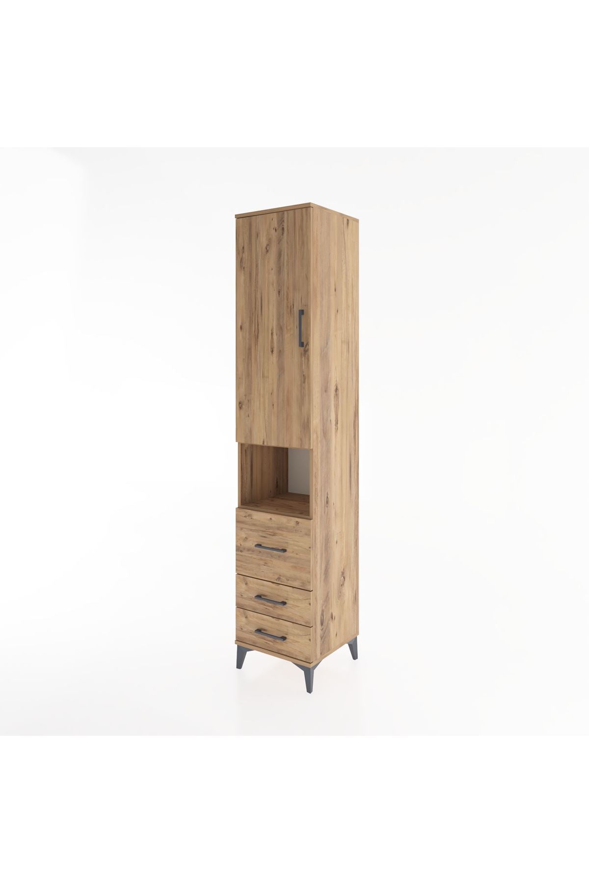 Hyperion Dolap 3 Raflı 3 Çekmeceli Tek Askılı 44x44x221 Çam-Çam