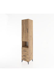 Hyperion Dolap 3 Raflı 3 Çekmeceli Tek Askılı 44x44x221 Çam-Çam