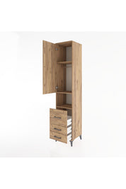 Hyperion Dolap 3 Raflı 3 Çekmeceli Tek Askılı 44x44x221 Çam-Çam