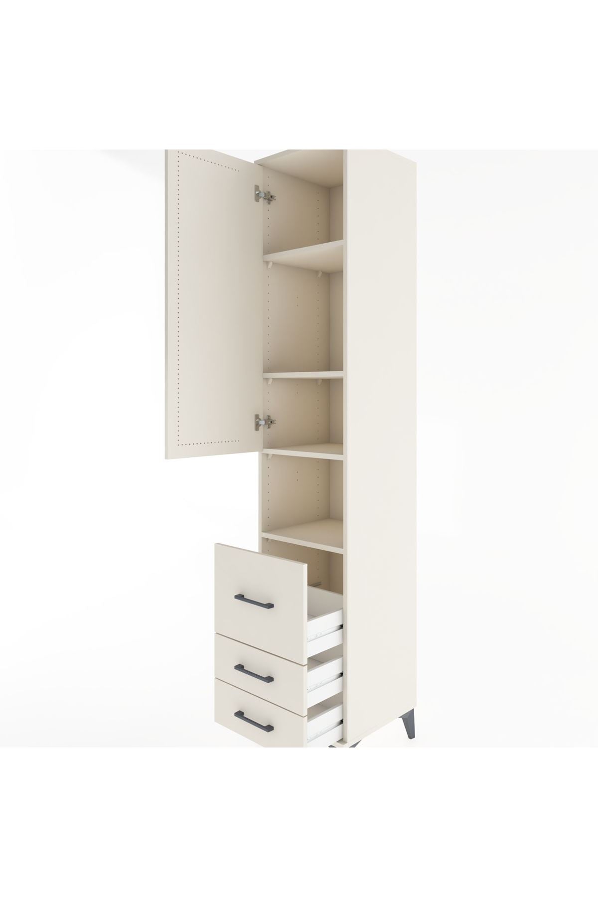 Hyperion Dolap 4 Raflı 3 Çekmeceli Tek Kapaklı 44x44x221 Aytaşı-Aytaşı