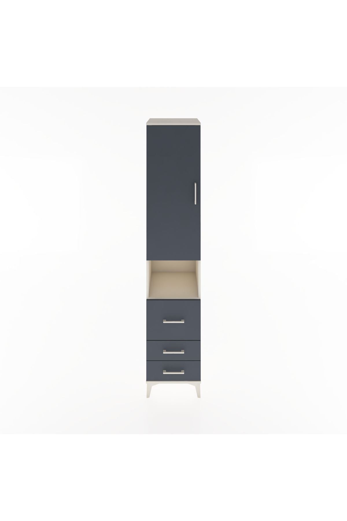 Hyperion Dolap 4 Raflı 3 Çekmeceli Tek Kapaklı 44x44x221 Aytaşı-Antrasit