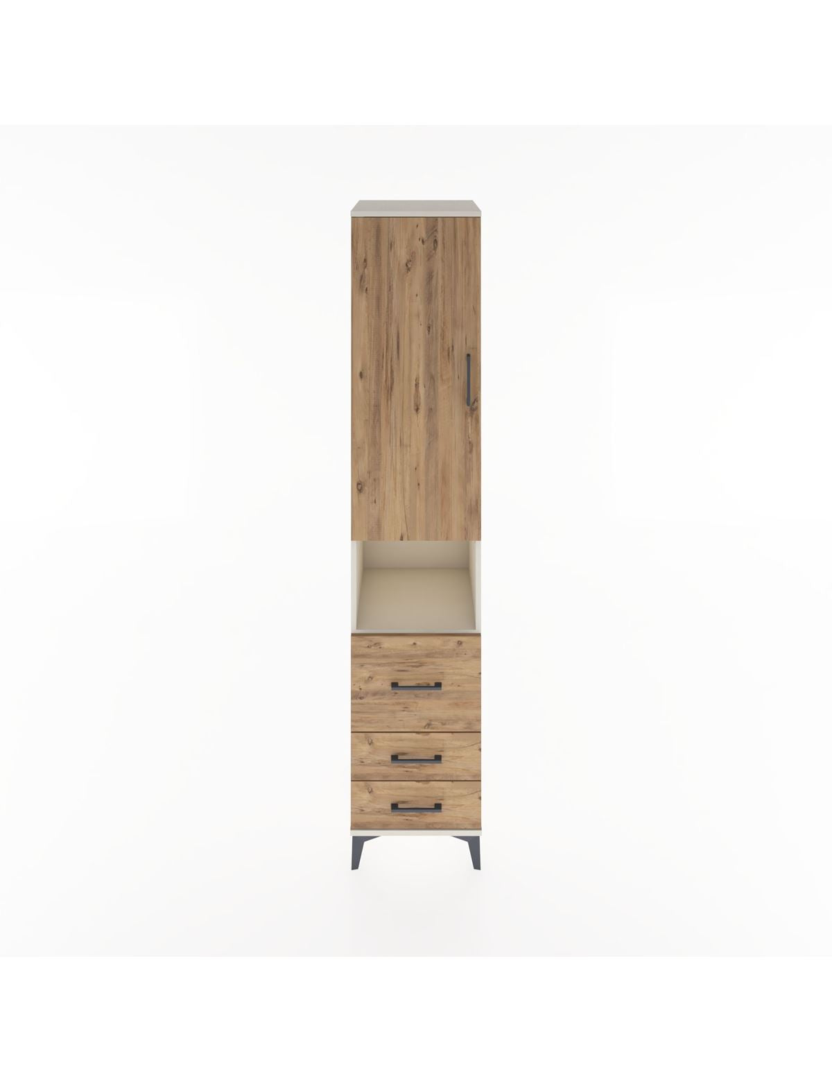 Hyperion Dolap 4 Raflı 3 Çekmeceli Tek Kapaklı 44x44x221 Aytaşı-Çam