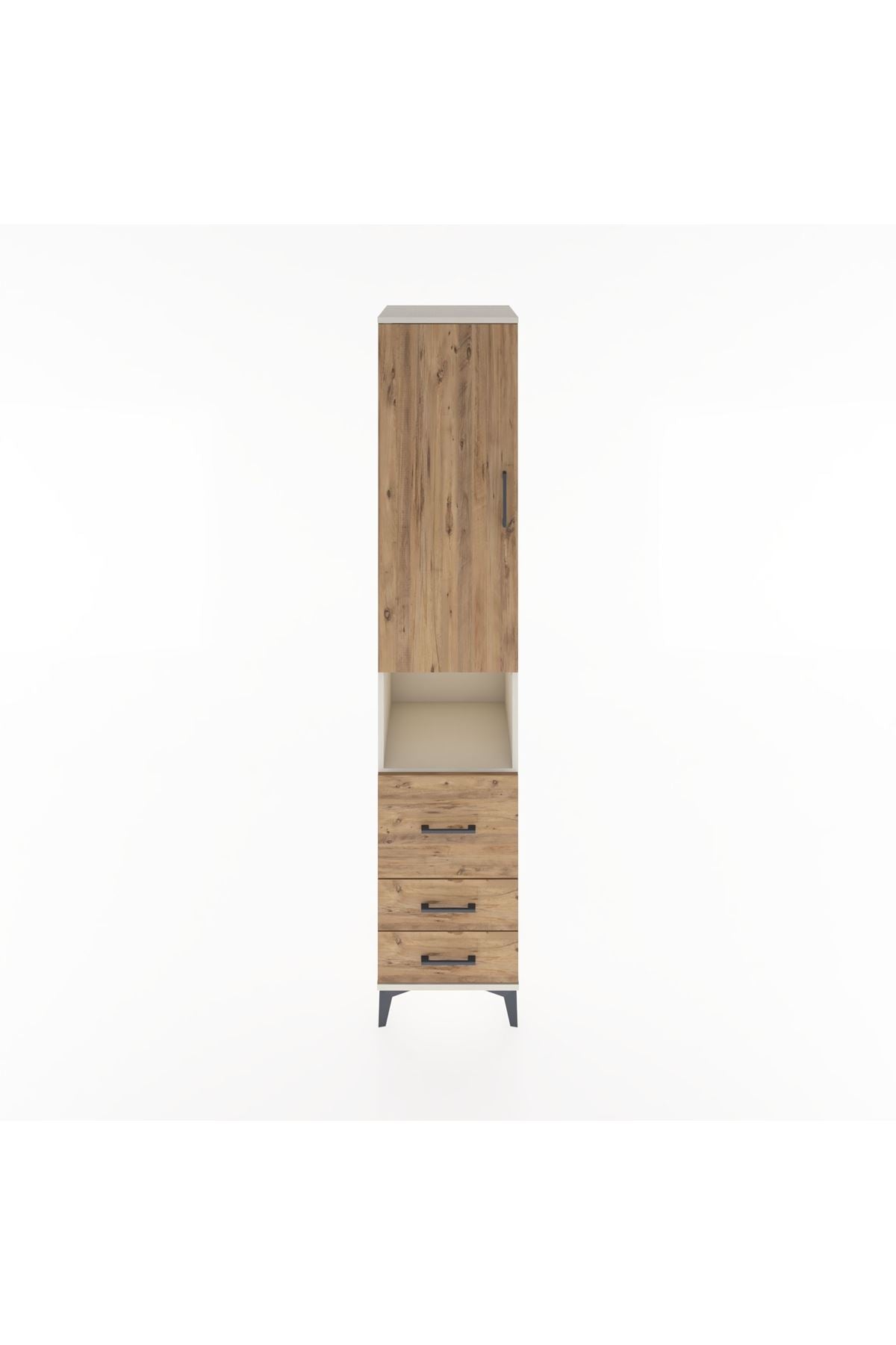 Hyperion Dolap 4 Raflı 3 Çekmeceli Tek Kapaklı 44x44x221 Aytaşı-Çam