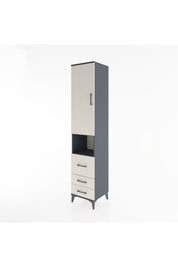 Hyperion Dolap 4 Raflı 3 Çekmeceli Tek Kapaklı 44x44x221 Antrasit-Aytaşı