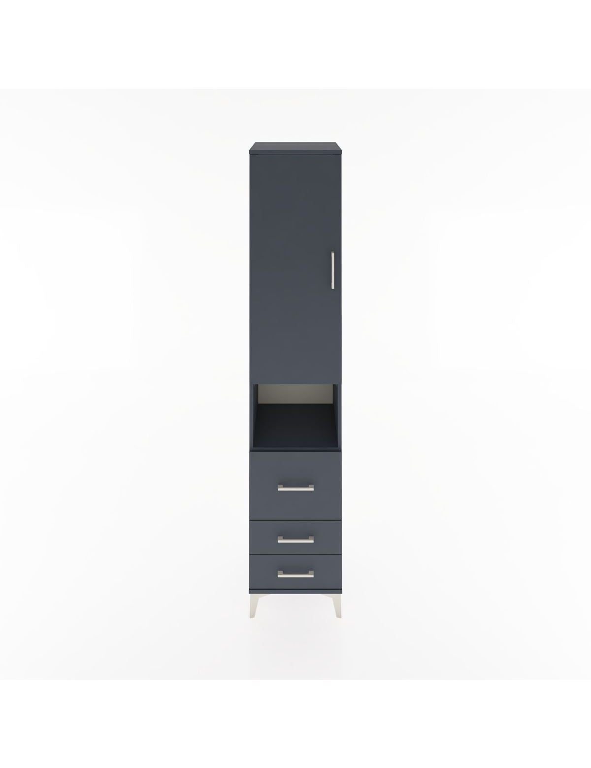 Hyperion Dolap 4 Raflı 3 Çekmeceli Tek Kapaklı 44x44x221 Antrasit-Antrasit