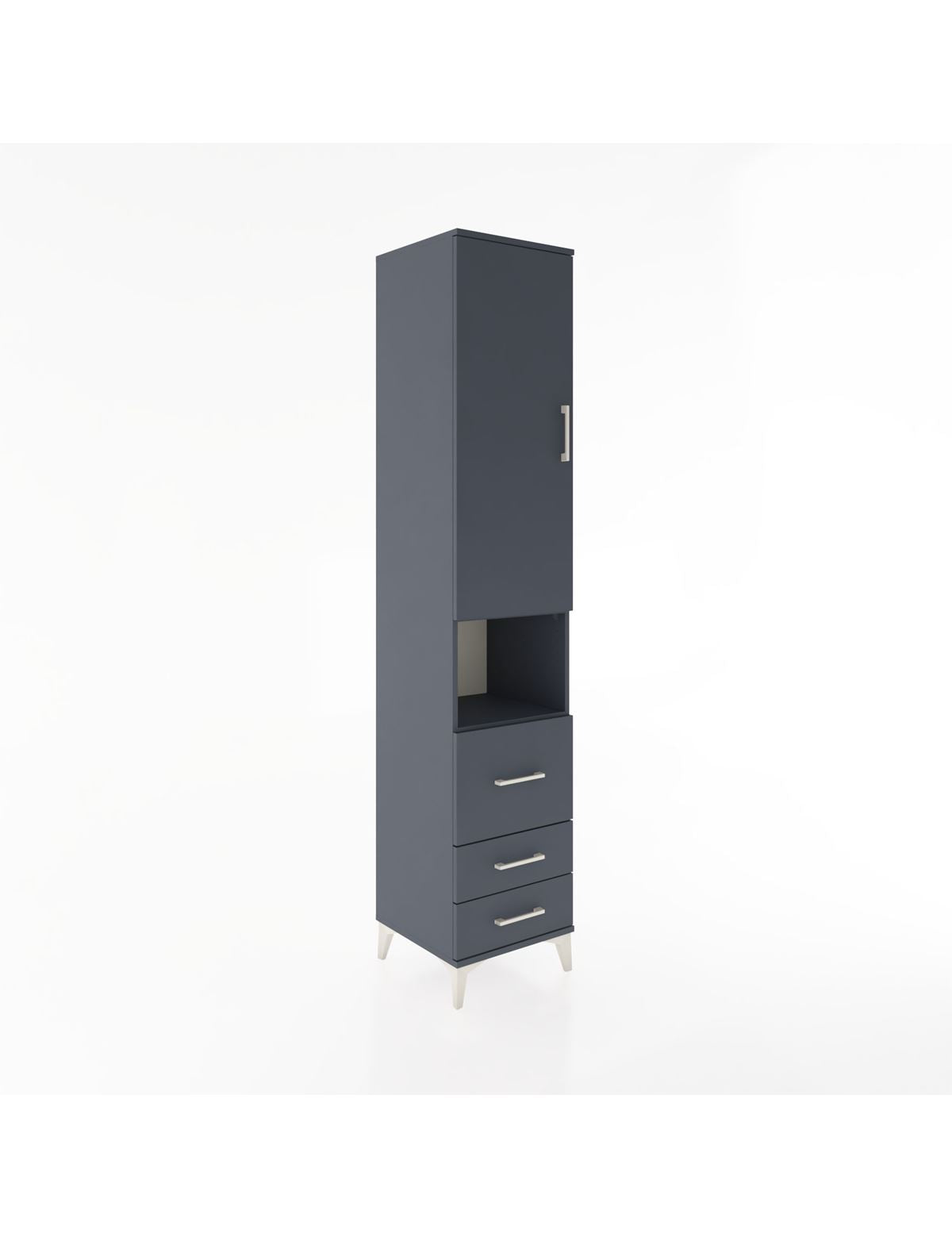 Hyperion Dolap 4 Raflı 3 Çekmeceli Tek Kapaklı 44x44x221 Antrasit-Antrasit